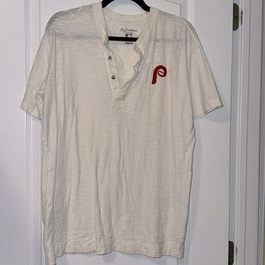 Wright and Ditson Mens Phillies Short Sleeve Off White T Shirt Henley M